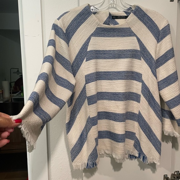 Zara Sweaters - Zara basic collection Navy and Cream Striped Sweater
